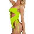 thumbnail image 5 of Tarmeek Women's High Cut Brazilian Bathing Suit One Shoulder Ribbed Bikini Colorblock Cutout One-Piece Thong Swimsuit Swimwear, 5 of 9