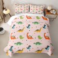thumbnail image 2 of Homewish Cartoon Dinosaur Quilt King,Stars Polk Pots King Coverlet Set,Pink,3 Pieces, 2 of 7