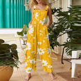 thumbnail image 2 of Women's Floral Romper - Summer Casual Sleeveless Cotton Overalls with Pockets & Adjustable Straps ,Yellow,L, 2 of 8