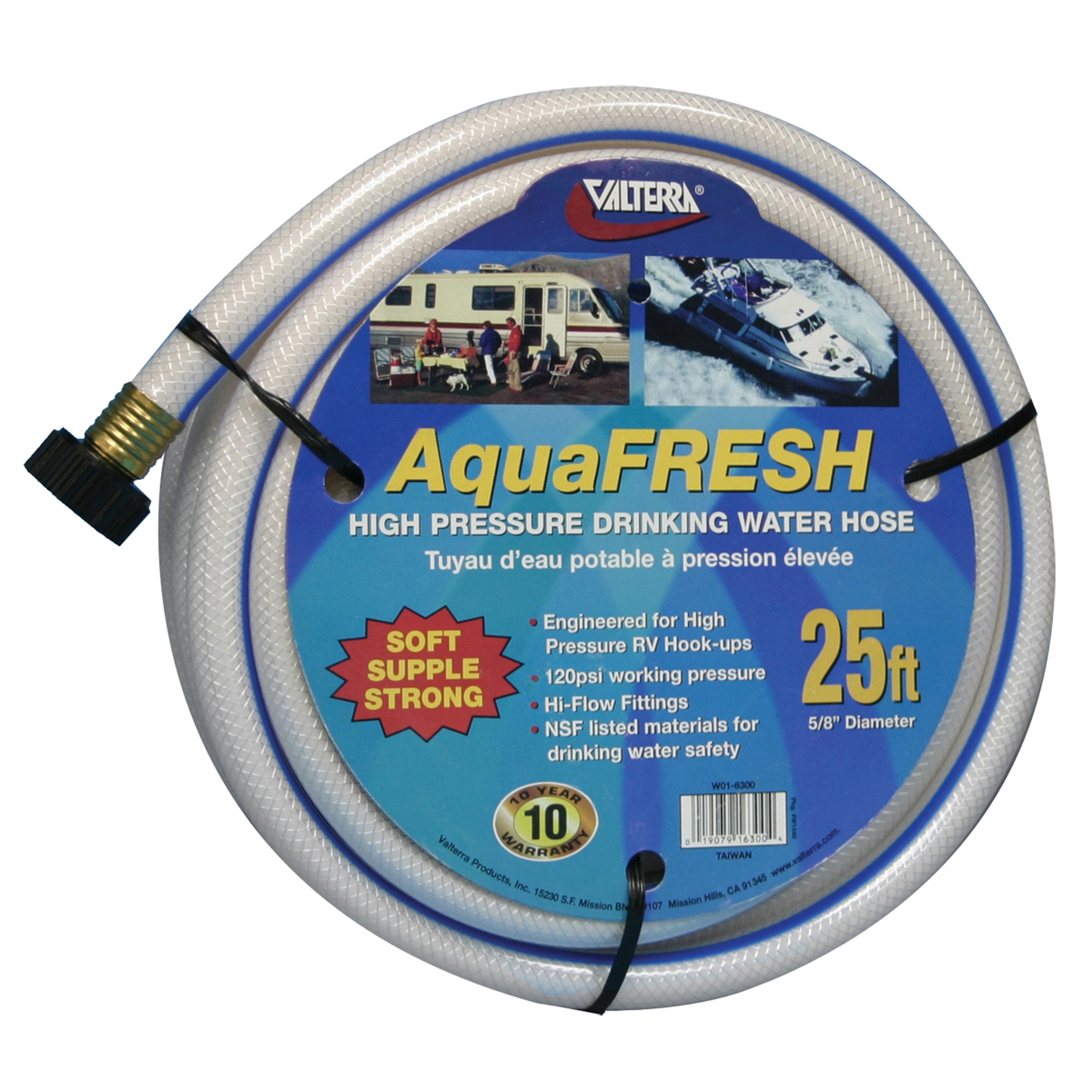 Valterra W016300 AquaFresh High Pressure Drinking Water Hose 5/8" x