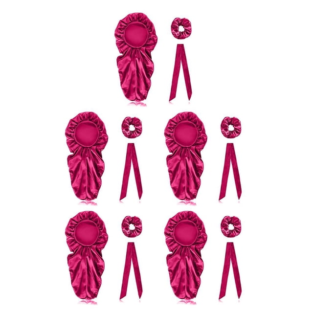 Conjunto de 3 piezas Toystoory gorro de noche de satén para dormir color Rosa rojo