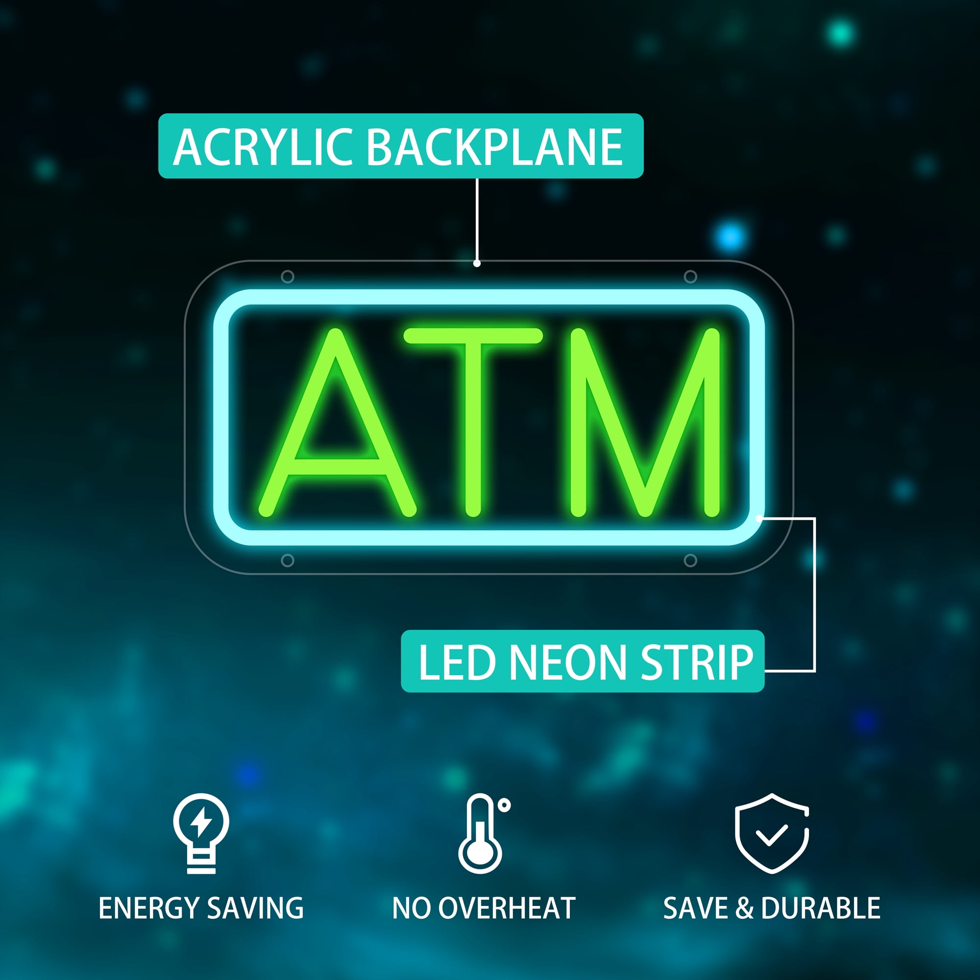 ATM Neon Sign, ATM Led Signs for Wall Decor, Dimmable Neon Light Sign for Bank, Bedroom, Game Room, Kids Room, Bar Decoration, Dimmable USB Powered Light Up Signs for Party Decor