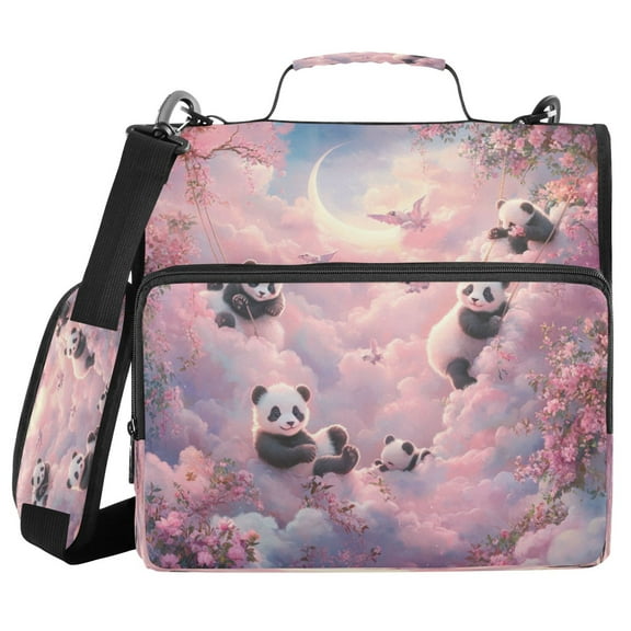YAZAOO Zipper Binder trapper keeper Documents Organized Design Panda Playground Printed
