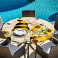thumbnail image 6 of Yellow Gnomes Round Tablecloth, Fitted Table Cover with Elastic for 36"-44" Round Tables, Sunflower Floral Bee Vintage Table Cloth Outdoor Indoor Dinning Party Waterproof Tablecloths, 6 of 7