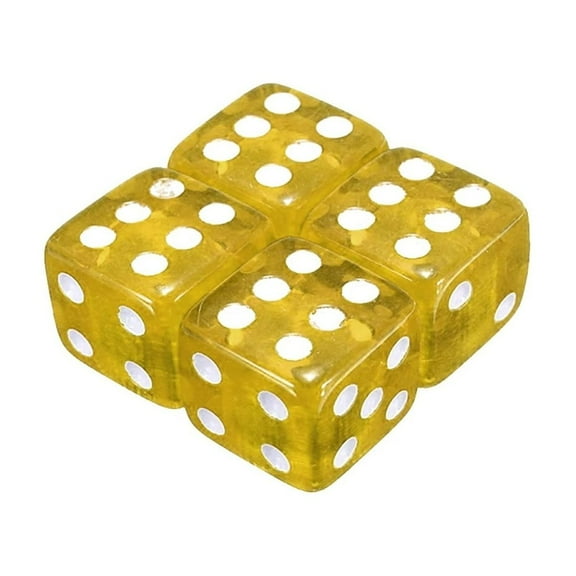 4x Yellow/Gold Dice Car Valve Stem Cap Air Tire Cover Universal Motorcycle/Bike
