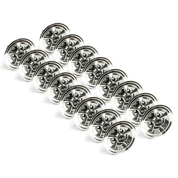 The ROP Shop Set of 16 - 8" Chrome-Plated Plastic SS Shift Wheel Cover Hub Caps, 5-Spoke