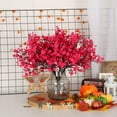 thumbnail image 3 of 6 Pcs Faux Flower Fake Babys Breath Flower Bulk Artificial Gypsophila Bouquet Silk Floral for Home Kitchen Bedroom Festival Wedding Xmas Party Decor (Orange), 3 of 5