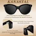 thumbnail image 4 of KANASTAL Polarized Sunglasses for Women Big Round Ultra Lightweight Black Sun Glasses with UV400 Protection for Driving Shopping Summer Beach Holidays Outdoors, 4 of 6