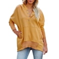 thumbnail image 2 of Baqcunre Hoodies For Women Women Casual Button V Neck Hoodies Oversized Pullover Sweatshirt Hooded Tops With Pockets Womens Sweaters Fall Outfits For Women 2023 Yellow XL, 2 of 5