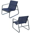 thumbnail image 2 of Kozyard Sofia 4-Piece Patio Outdoor Furniture Set with Strong Powder Coated Metal Frame One Love Seat 2 Single Chairs and one Table for Porch Balcony Backyad (Navy Blue), 2 of 6