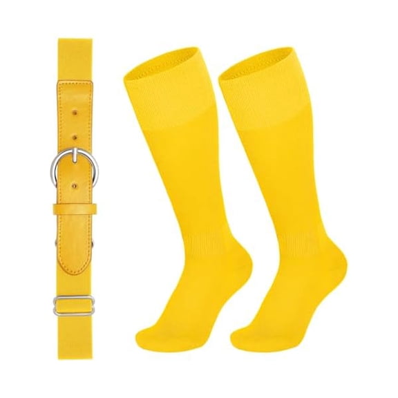 EryueerBaseball Belt and Socks Combo for Youth Boys Girls Softball Socks and Elastic Belt for Adult