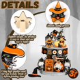 thumbnail image 4 of Juego de bandejas escalonadas de Halloween Husfou, centros de mesa de madera, letreros, calabaza, fantasma, gato, sombrero de bruja, decoración de mesa, 4 of 6