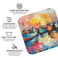thumbnail image 3 of Honeii Colorful Fishing Boats Print Leather Coaster Set of 4, Ideal for Safeguarding Your Furniture from Drinks Spills and Effortless Cleanup-Square, 3 of 6