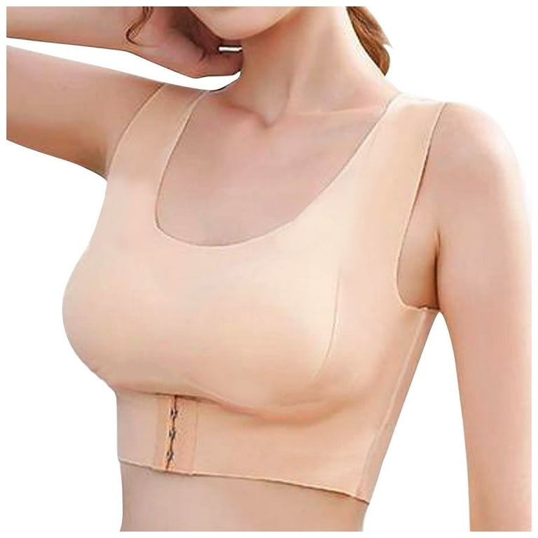 YWDJ Womens Bras Front Cross Straps Wireless Breathable Silk Bra Gentle Bra  Curved Bra Gathered Beige XXL