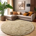 thumbnail image 4 of Alfombra Area Amdrebio, redonda, color beige, 150 cm, para dormitorio o sala de estar, 4 of 9