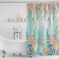 thumbnail image 3 of Ocean Starfish Seaweed Shower Curtain, Waterproof Shower Curtains for Bathroom, Summer Coastal Beach Shell Coral Teal Washable Fabric Bathtub Curtain Set Bath Decor with 12 Hooks 48"x72", 3 of 8