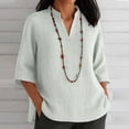 thumbnail image 5 of DDAPJ pyju Oversized Tshirts for Women V Neck 3/4 Sleeve Side Slit Tops Summer Casual Boho Blouses White M, 5 of 8