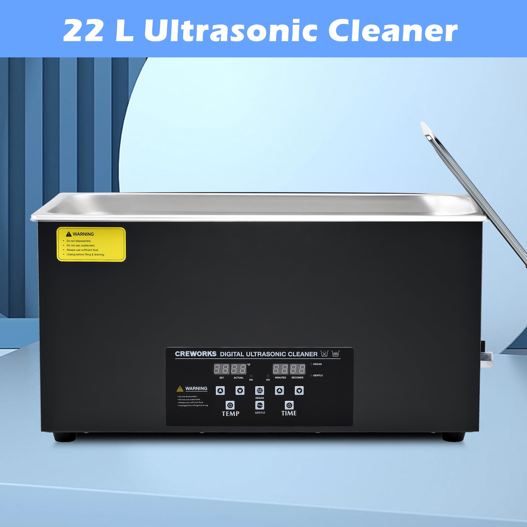 CREWORKS Ultrasonic Cleaner with Heater and Timer, 4 Gal Digital Sonic Cavitation Machine, 360W 15L Stainless Steel Jewelry Cleaner for Professional