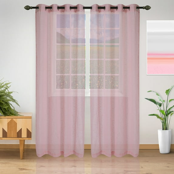 Meteorite Sheer Panel Curtains (Set Of 2), Pink