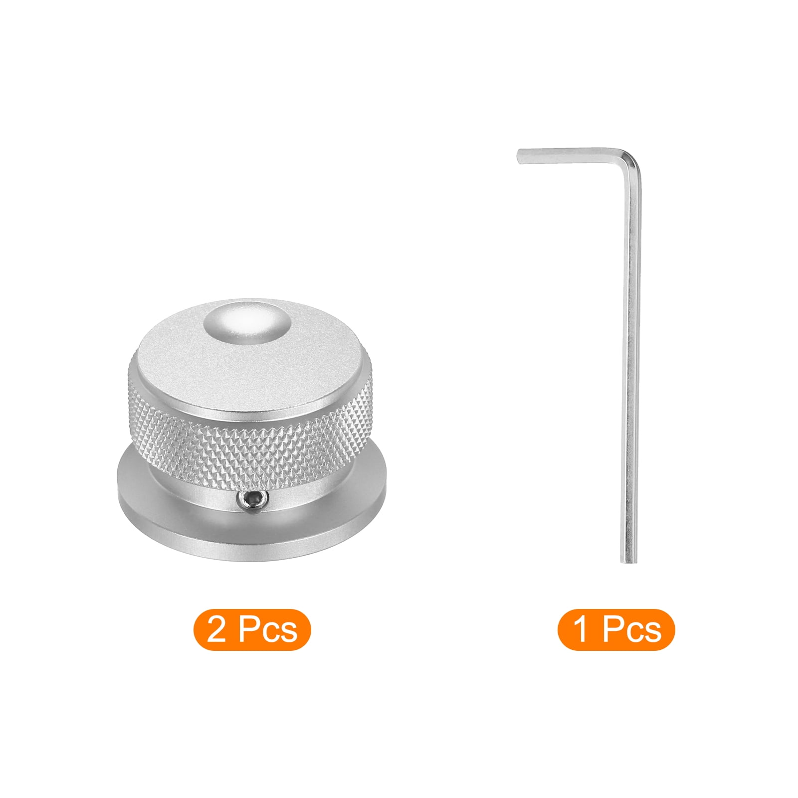 2 Pcs Aluminium Potentiometer Knobs, 1/4" (6mm) Universal Volume Tone Control Knobs with Oval Groove Indicator, 4/5" Silver(34x20mm)