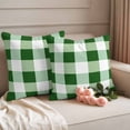 thumbnail image 3 of Pack of 2 Outdoor Pillow Covers 18x18 Inch Waterproof Green Plaid Throw Pillow Covers,Decorative Couch Pillow Shams Protectors Spring Summer Farmhouse Buffalo Checkered Patio Cushion Pillowcases, 3 of 8