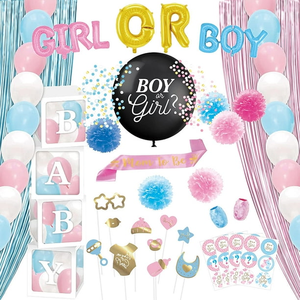 Gender Reveal Decorations Kit with Baby Boxes, Baby Gender Reveal