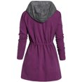 thumbnail image 3 of Skpblutn Women'S Jacket Coats Zipper Patchwork Winter Fly Hooded Space Plus Thick Cotton Purple Xxxxl, 3 of 7