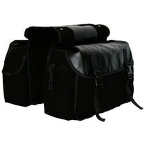 Canvas Bike Double Pannier Bags Water Resistant Rack Large Pockets 30-40L Capacity Trunk Saddle Bag for Traveling - Black