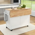 thumbnail image 2 of White Kitchen Island, 4 Smooth Wheels, Concealed Door & Spice Rack, Cart With Hidden Sliding For Privacy, 2 of 6