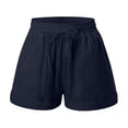 thumbnail image 4 of Casual Linen Shorts for Women JIANLAI Casual Cotton Linen Shorts Elastic Drawstring Summer Beach Vacation Shorts Pockets (S-5XL) Blue, 4 of 4
