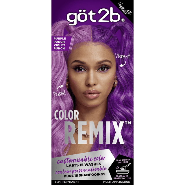 Got2b Color Remix, Customizable Semi-Permanent Hair Color, Purple Punch