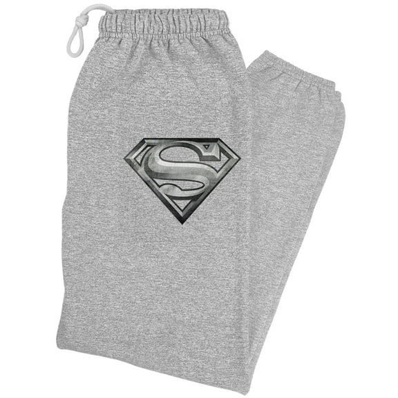 Superman Steel Logo Unisex Jogger Sweatpants for Men and Women, Athletic Heather, 2X-Large
