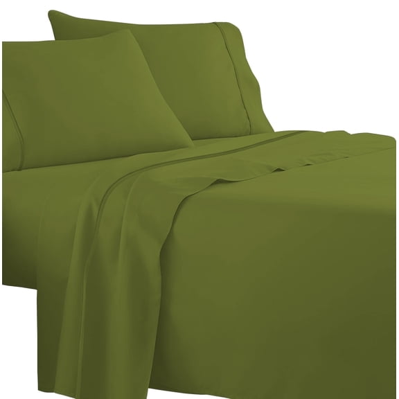 Evon 600TC 100% Egyptian Cotton Sage Color King Size with 15" Inch Deep Pocket 4-Piece Piping Sheet set