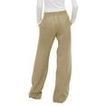 thumbnail image 4 of Endives Women's Casual Pants Solid Color Cotton Linen Button Down Wide Leg Long Pants With Loose Outer Pockets, 4 of 8