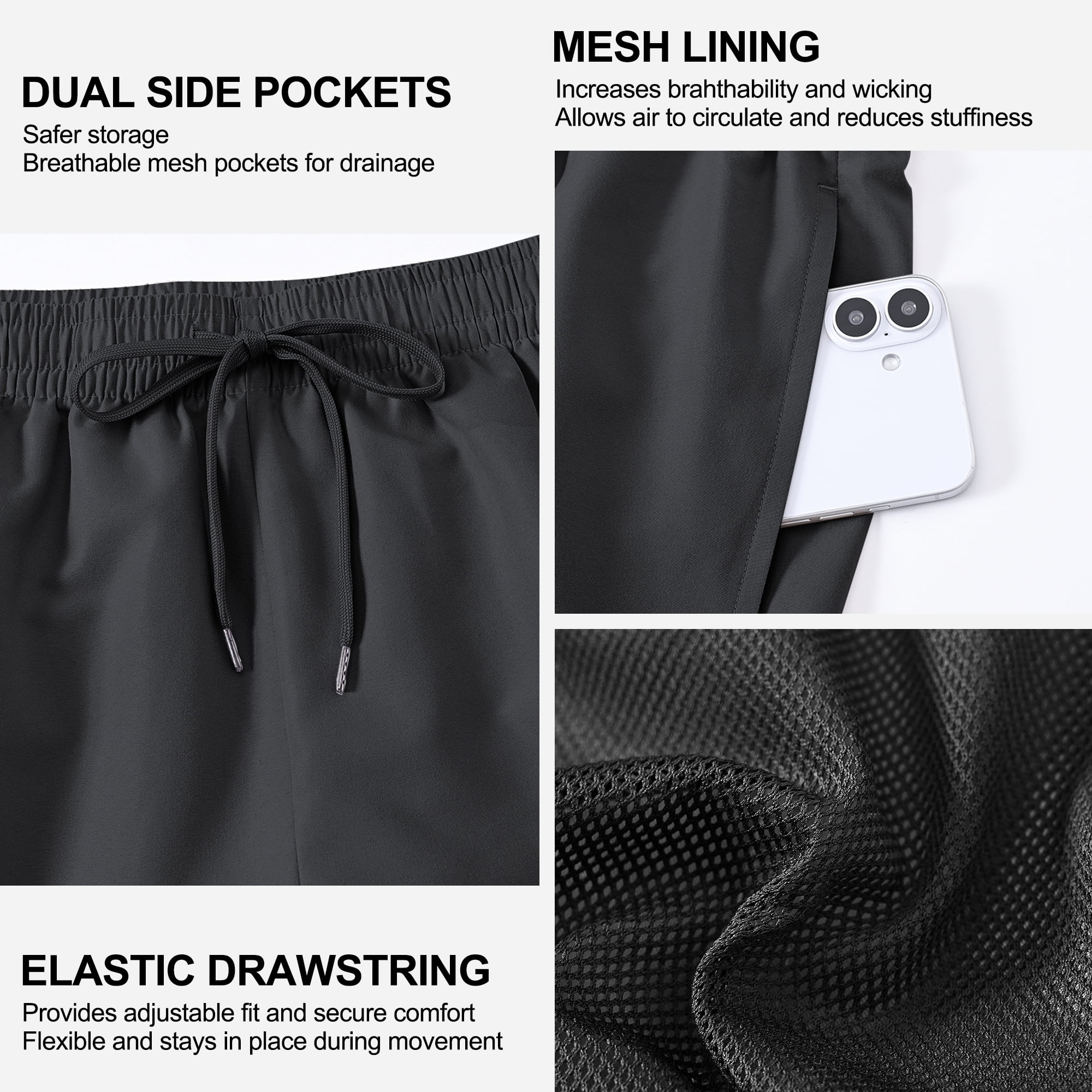 3 Pack Men's Swim Trunks Shorts with Mesh Lining Quick Dry Breathable Pockets for Summer Beach
