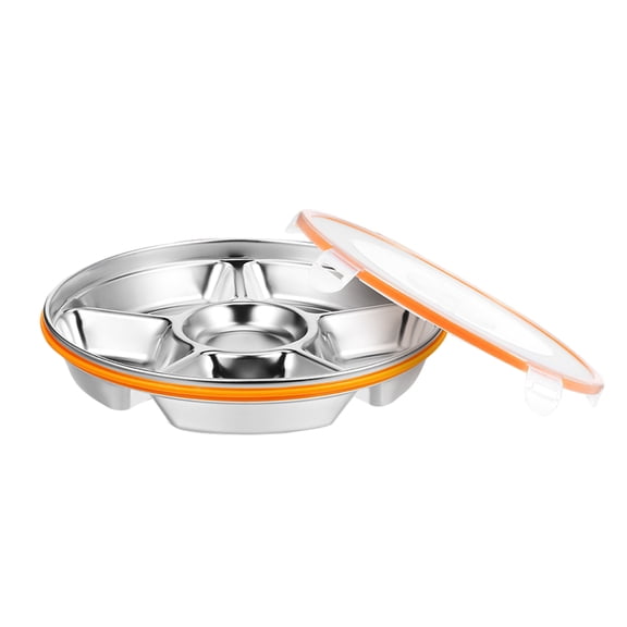 HEANUJJ Divided Stainless Steel Serving Tray with Lid Multiple Compartments for Kitchen