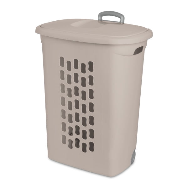 Sterilite 3-Pack Ultra Wheeled Hamper, Laundry Basket with Lid and Handle, Gray Pumice