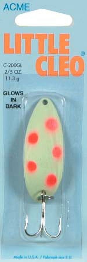 (3 pack) Acme Tackle Little Cleo Fishing Spoon Glow with Flo Orange Dots 2/5 oz.