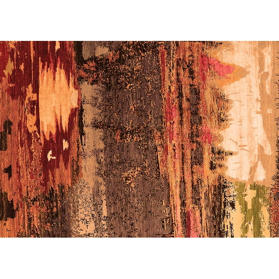 Ahgly Company Indoor Rectangle Oriental Orange Industrial Area Rugs, 8' x 10'