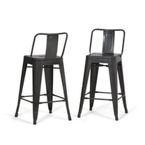 Simpli Home Rayne Industrial Metal 24 inch Counter Height Stool (Set of 2) in Grey