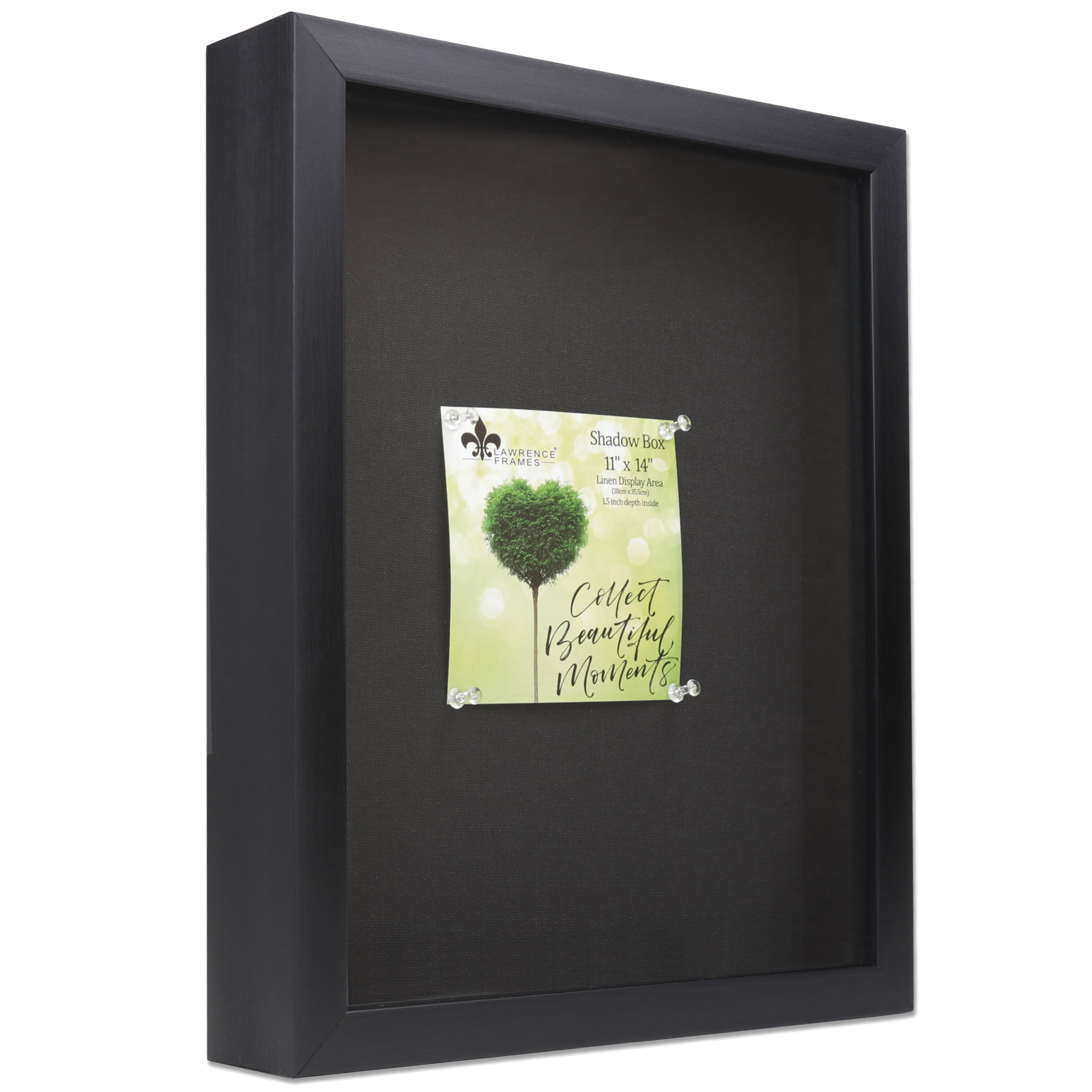 Lawrence Frames Front Hinged Shadow Box Frame with Burlap Display Board Black 11 by 14-Inch