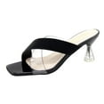thumbnail image 1 of High Heeled Sandals Women's Transparent Square Head Slippers Large Black, 1 of 5