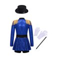 thumbnail image 2 of iiniim Kids Girls Circus Ringmaster Jumpsuit Shiny Sequins Performance Leotard Dress Magician Outfits Blue 10, 2 of 7