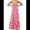thumbnail image 1 of Vestido de Verano con Estampado Floral para Mujer, con Tirantes Finos, Aberturas y Lazo en la Parte Delantera, Holgado, Estilo Bohemio. Rosa L, 1 of 5