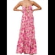 thumbnail image 1 of Vestido de Verano con Estampado Floral para Mujer, con Tirantes Finos, Aberturas y Lazo en la Parte Delantera, Holgado, Estilo Bohemio. Rosa XL, 1 of 5
