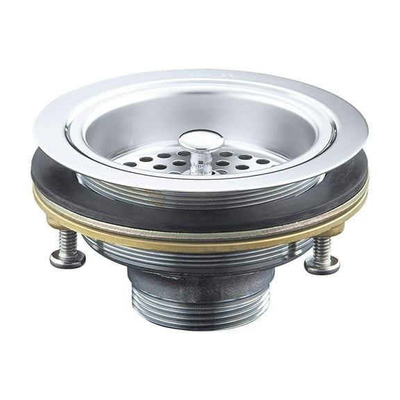 Kohler Duostrainer Brass Basket Strainer - Chrome Finish, Anti-Clogging, Silver