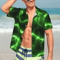 thumbnail image 4 of Uemuo Green Lightning Printed Regular Fit Short Sleeve Casual Hawaiian Shirt for Men,Aloha shirt,Tropical shirt,Floral print shirt,Vacation Beach shirt-Medium, 4 of 9