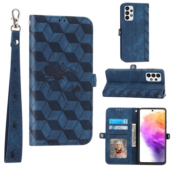 Feishell Wallet Case for Samsung A53 5G, Premium Magnetic PU Leather Kickstand RFID Blocking Flip Case with Card Slots Wrist Strap Folio Case For Samsung Galaxy A53 5G, Blue