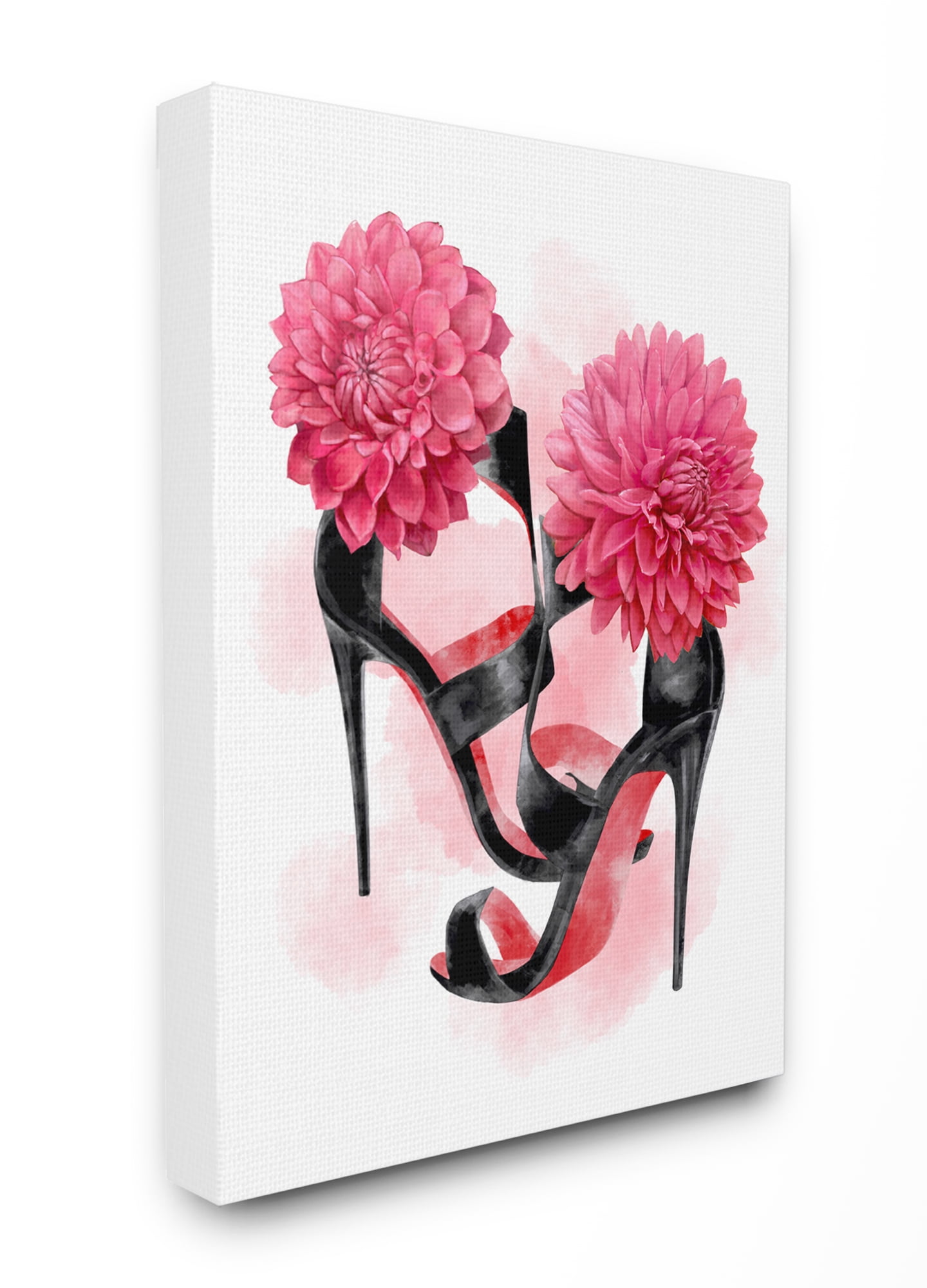 Stupell Home Décor Pink High Heel Glam Fashion Flower Painting Canvas ...