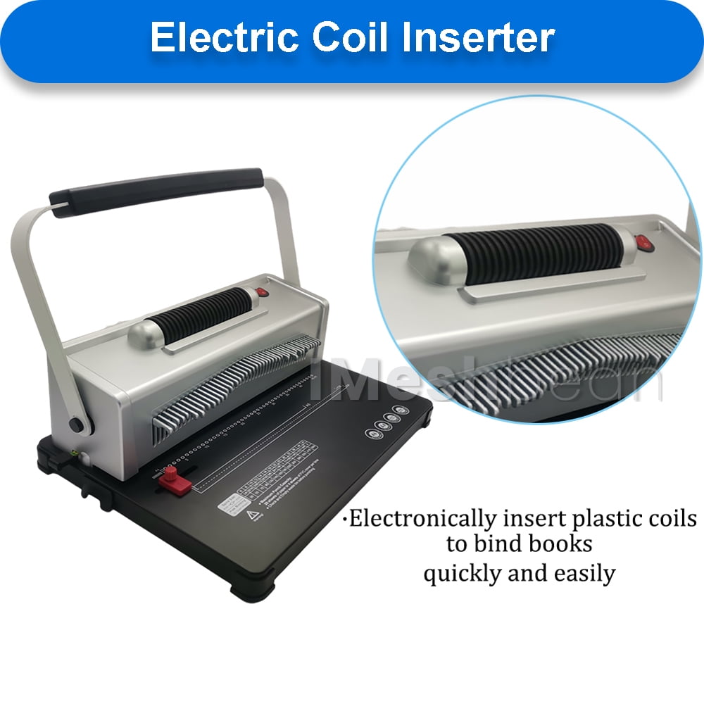 IMeshbean 46 Hole Electric Spiral Coil Binding Machine with 100pcs Plastic Coil & Plier, Black